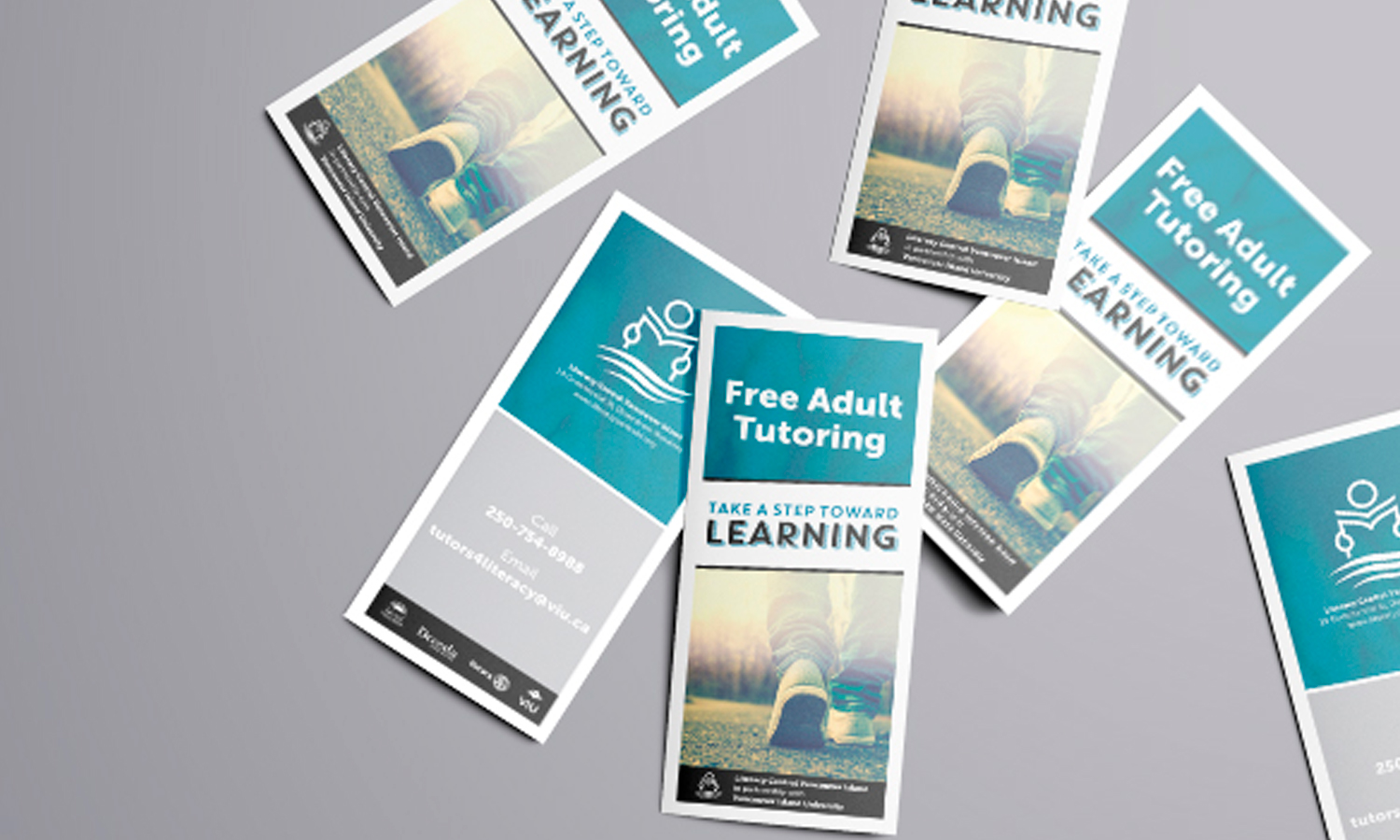 Mockup of brochure. The brochures are for free turtoring