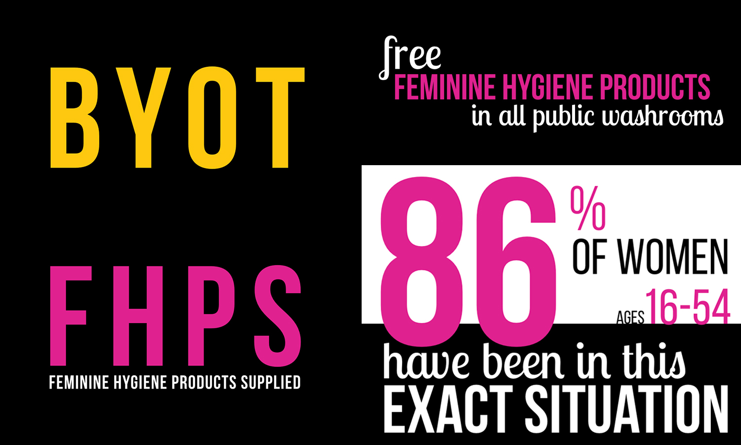 A collections of slides from a presentation on why all femine hygine products should be free in public washroooms